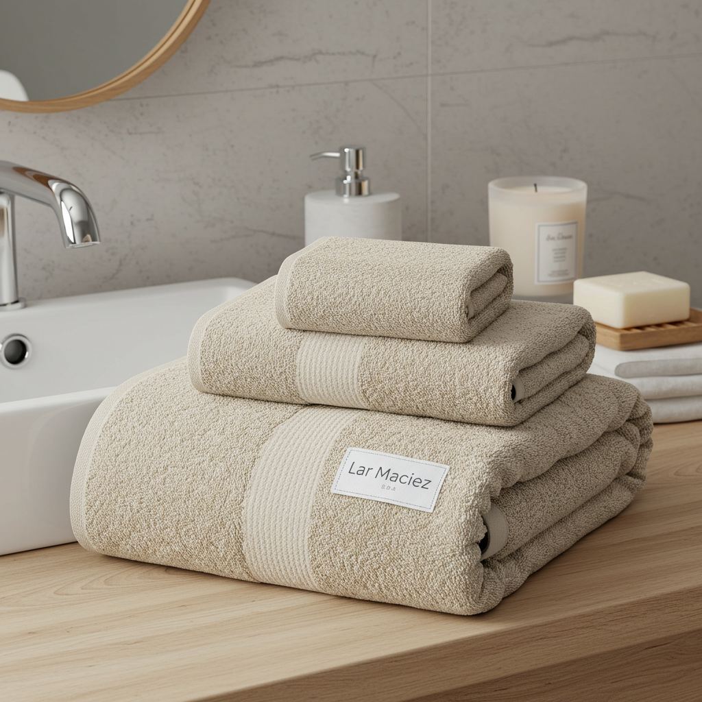 Kit com 3 Toalhas de Rosto Lar Maciez – Algodão Felpudo e Toque Suave
